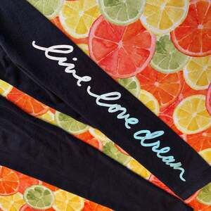 Live Love Dream Aeropostale Black Mint Foldover Waist Script Logo Leggings S